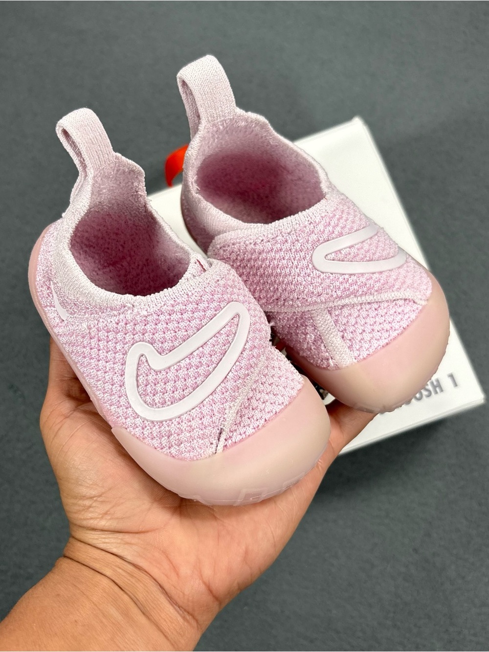 Nike Swoosh 1 TD Infant Flyknit Shoes Pearl Pink Foam Size 5C